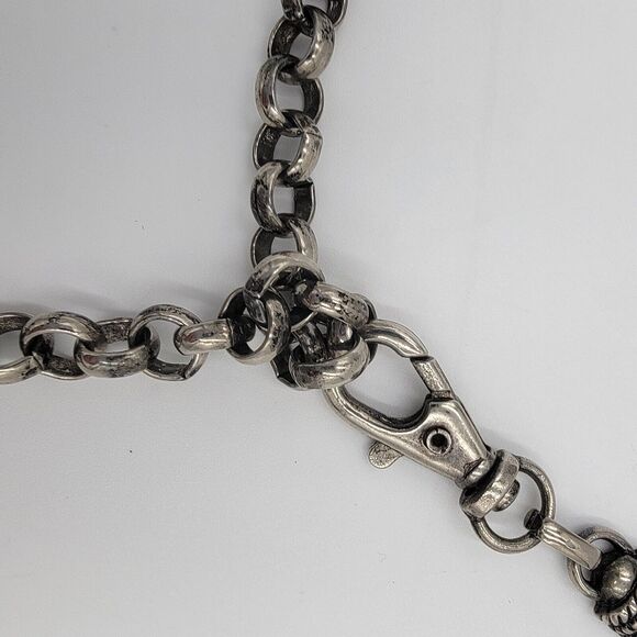 Women Small Vintage Half Barrel Oxidized Sterling Silver Chain Belt Belly Chain main image 7